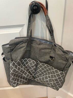 Gray Patterned diaper bag